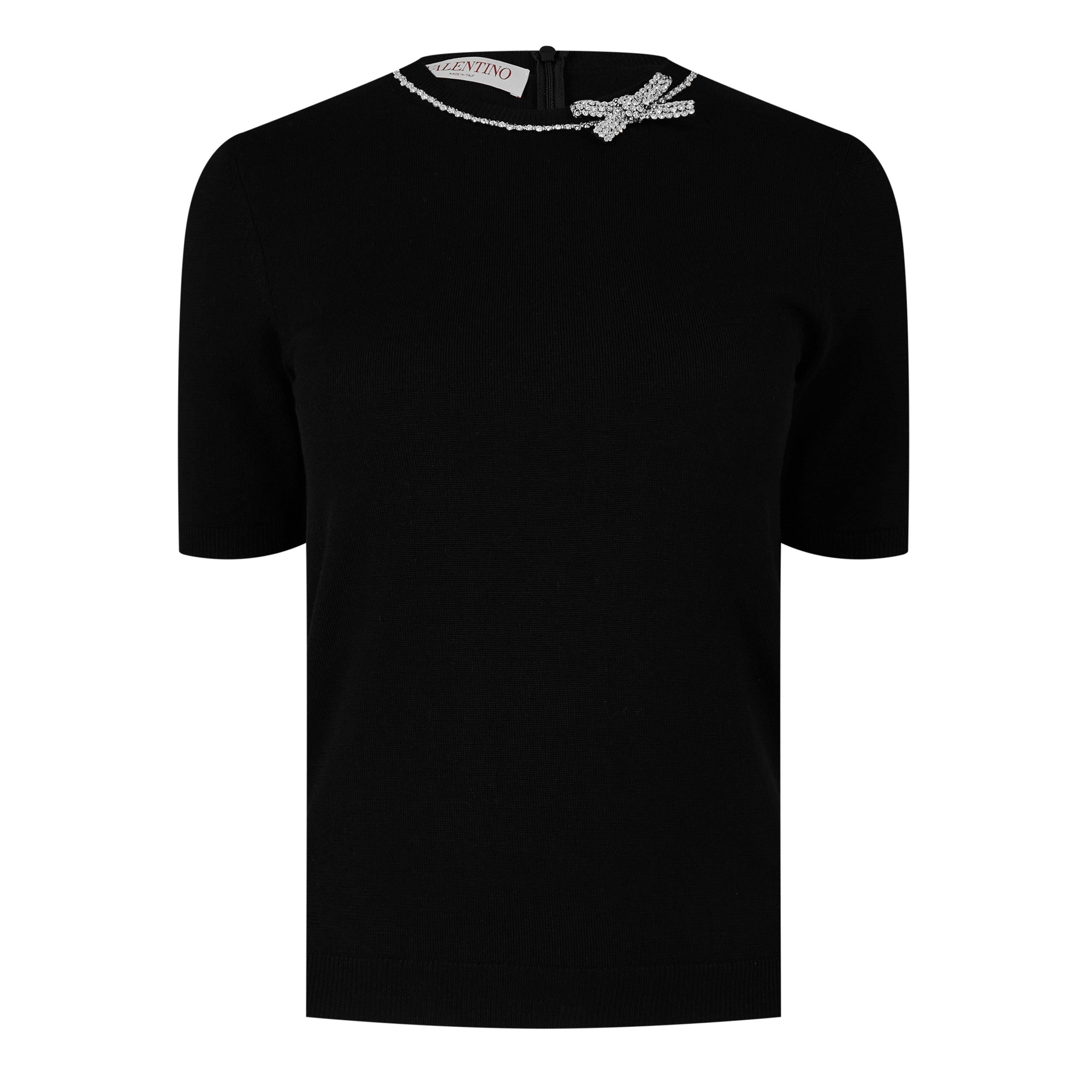 Embroidered Wool Fitted Top