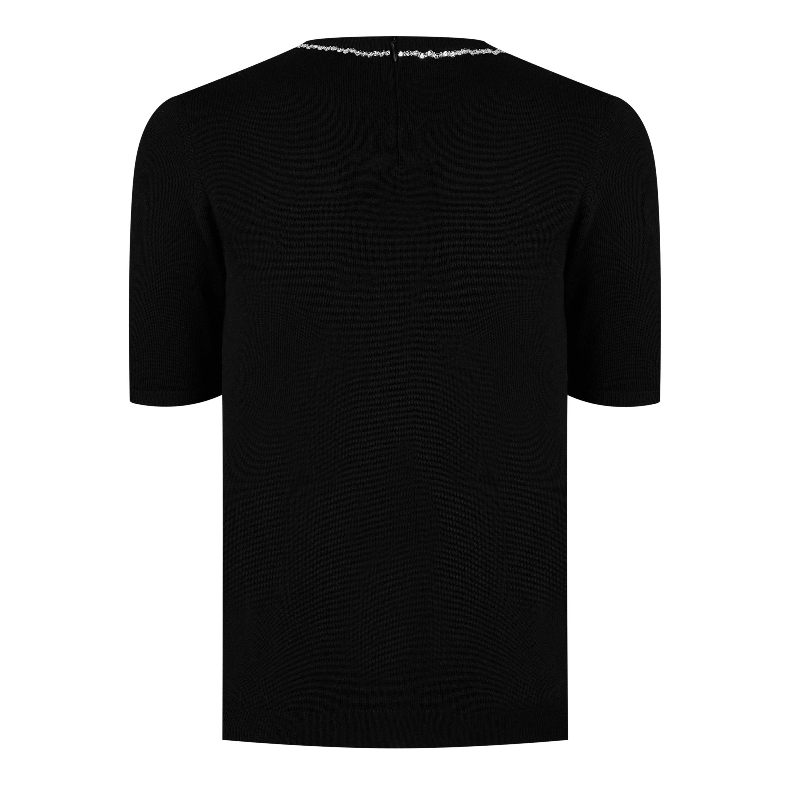 Embroidered Wool Fitted Top