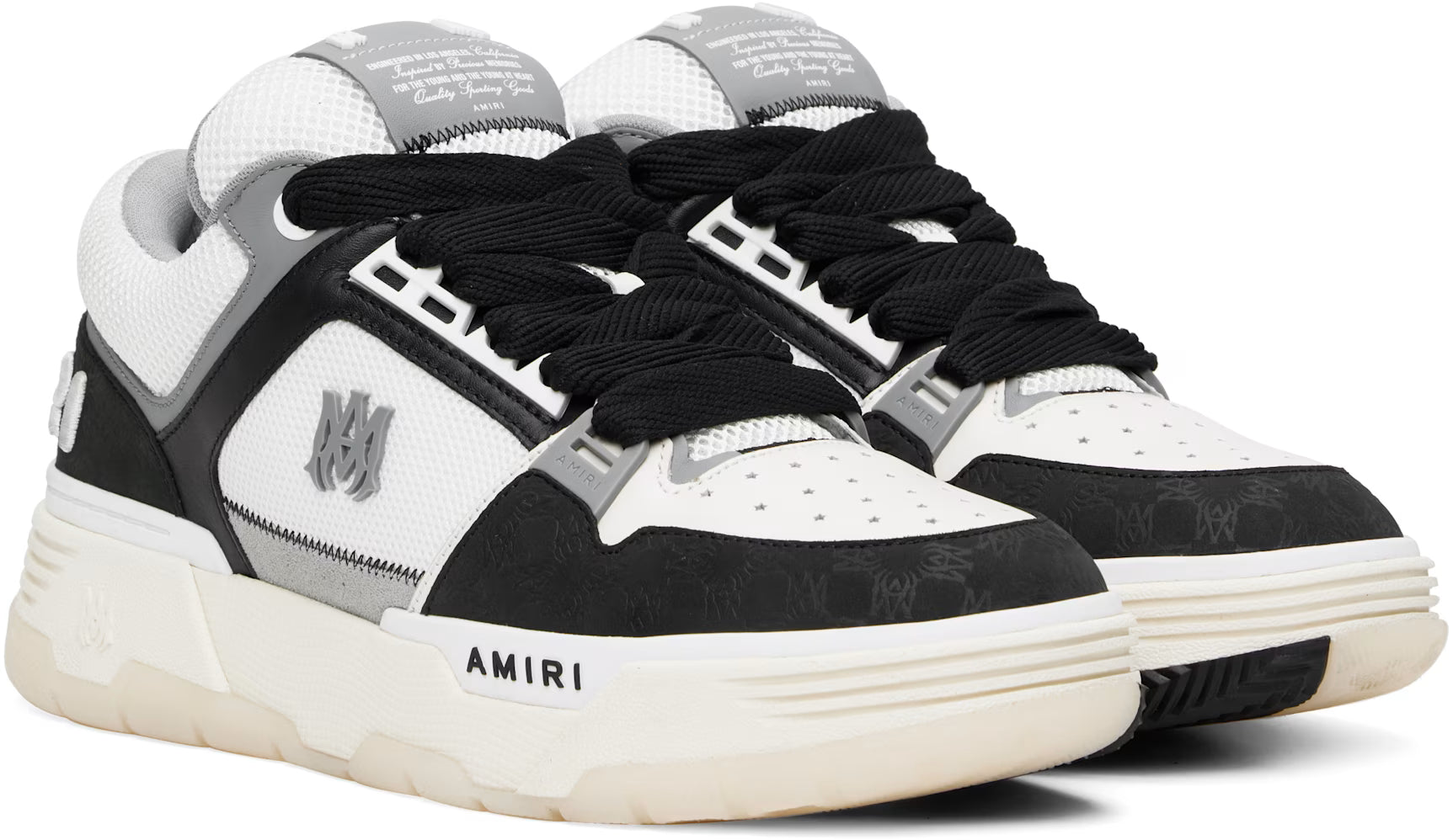 White & Black MA Quad Debossed Nubuck MA-1 Sneakers