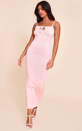 Pink Tie Knit Maxi Dress
