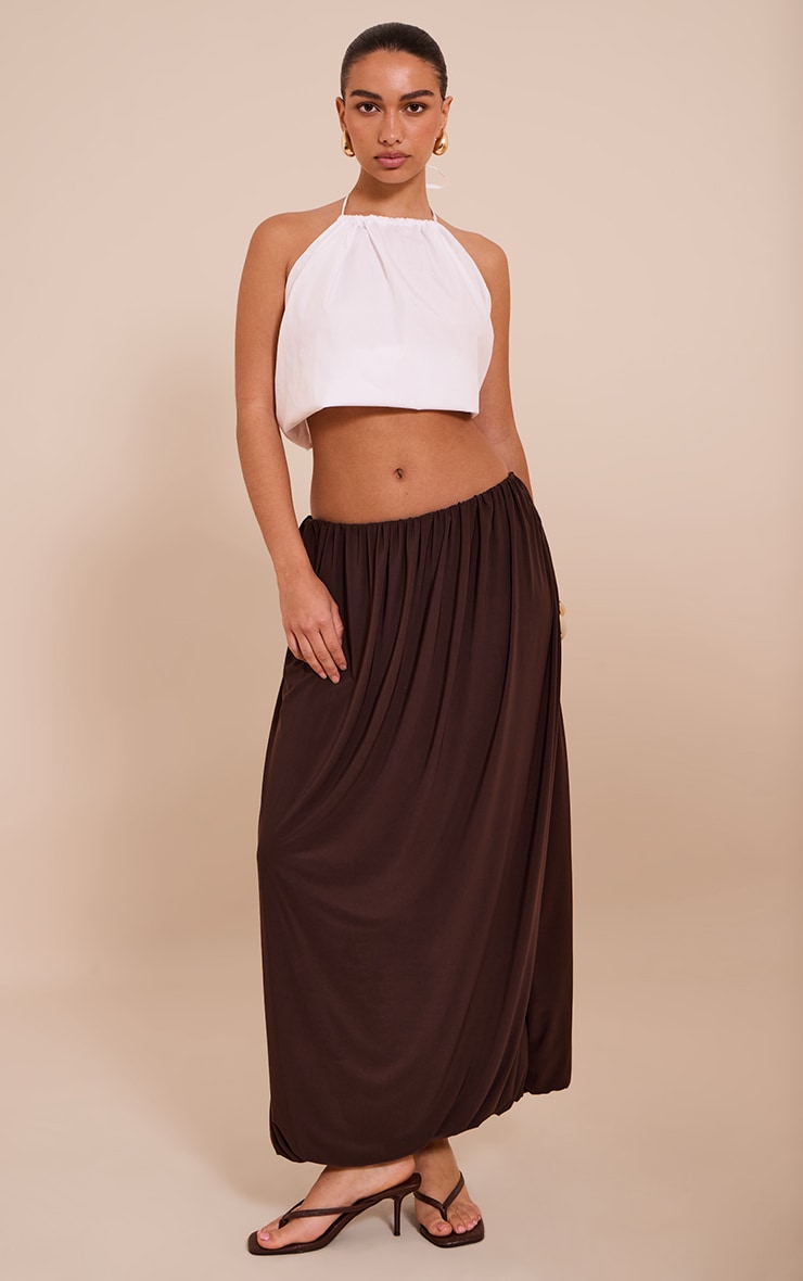 Chocolate Double Slinky Bubble Hem Midaxi Skirt