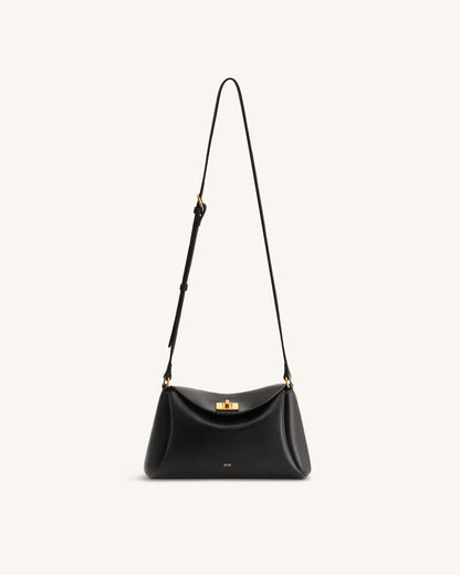 Greta Twist-Lock Crossbody Bag - Black