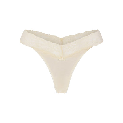 Lightweight Cotton Wide Lace Thong