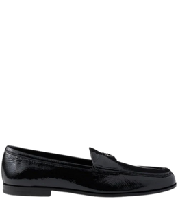 Prada Brushed Leather Loafers with Triangle Logo – Black