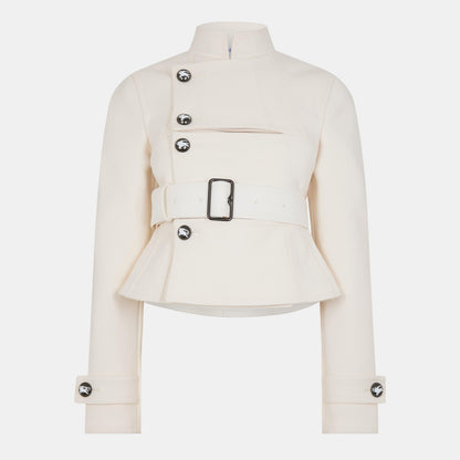 Cotton Funnel Neck Long Sleeve Quilted Jacket
