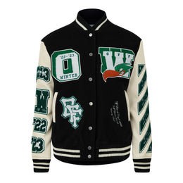 Embr Varsity Wool Leather Long Sleeve Bomber Jacket