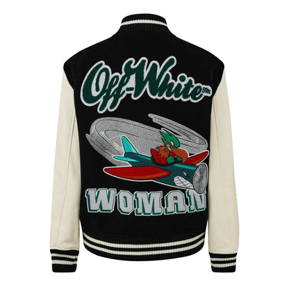 Embr Varsity Wool Leather Long Sleeve Bomber Jacket