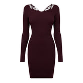 Logo Band Long Sleeve Racerback Dress