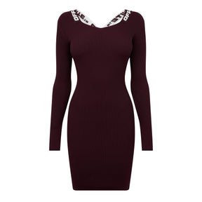 Logo Band Long Sleeve Racerback Dress