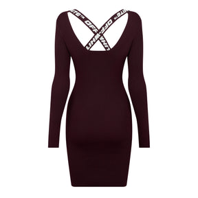 Logo Band Long Sleeve Racerback Dress