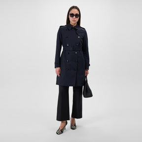 Women's Check Cotton Mid-Length Kensington Trench Coat