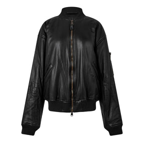 Soft Leather Bomber Jacket