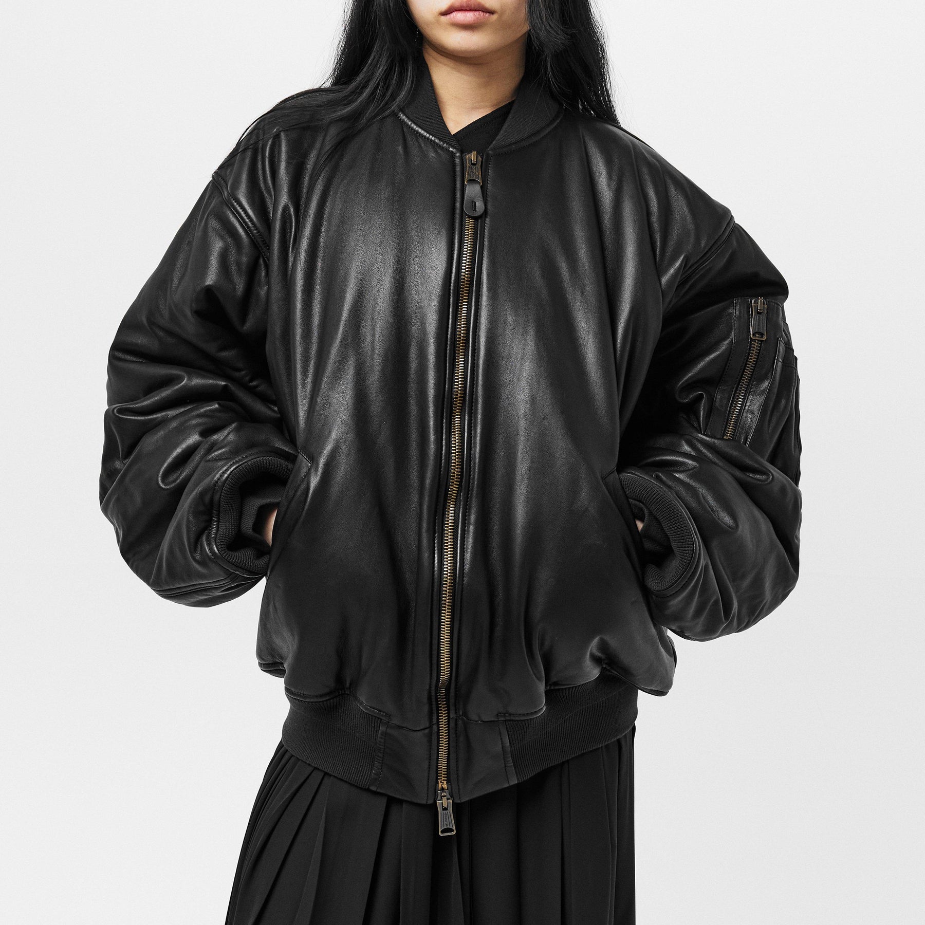 Soft Leather Bomber Jacket