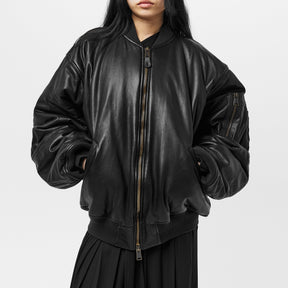 Soft Leather Bomber Jacket