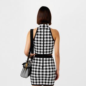 Fine Gingham Knit Tank Top