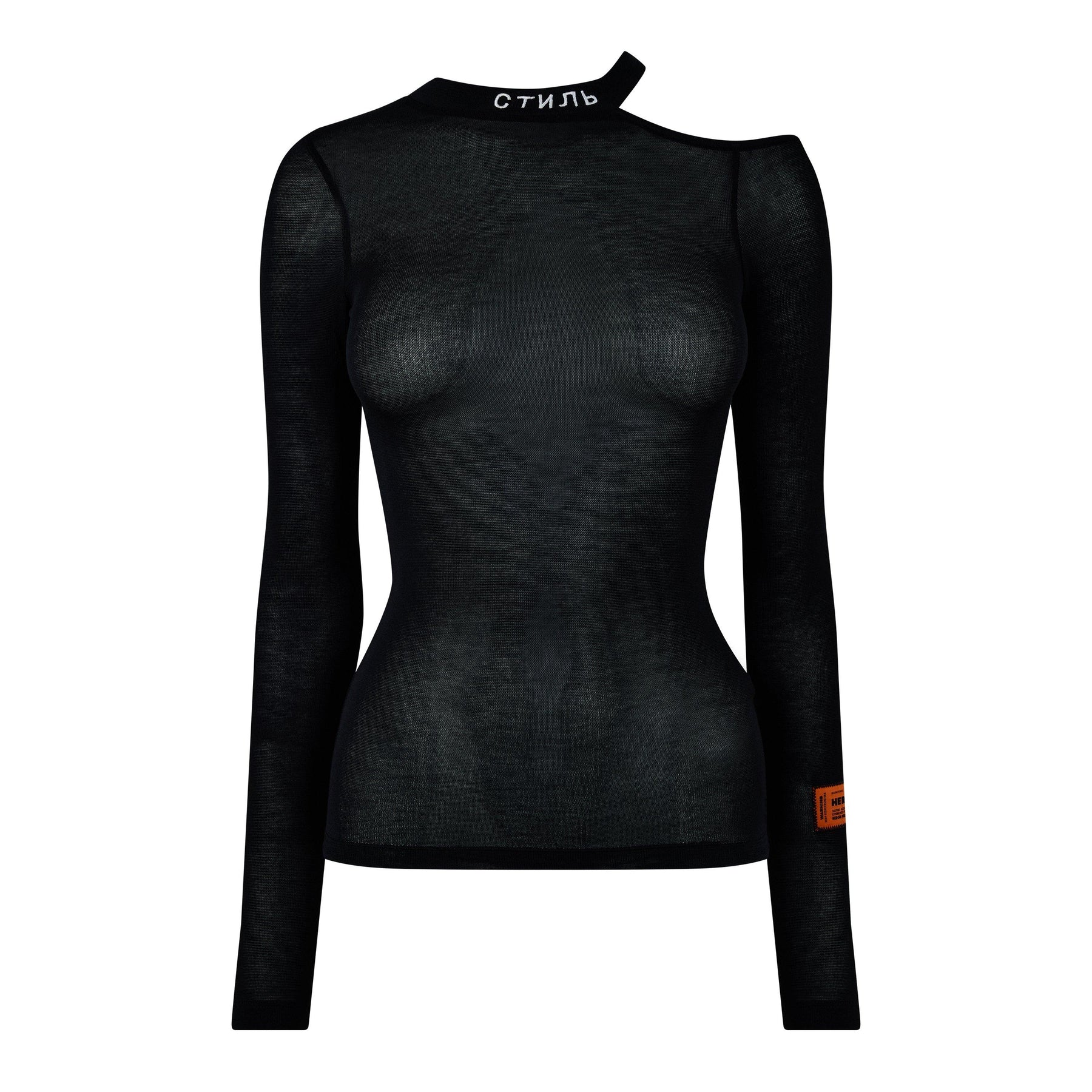 Cut Shoulder Crew Neck Long Sleeved Top