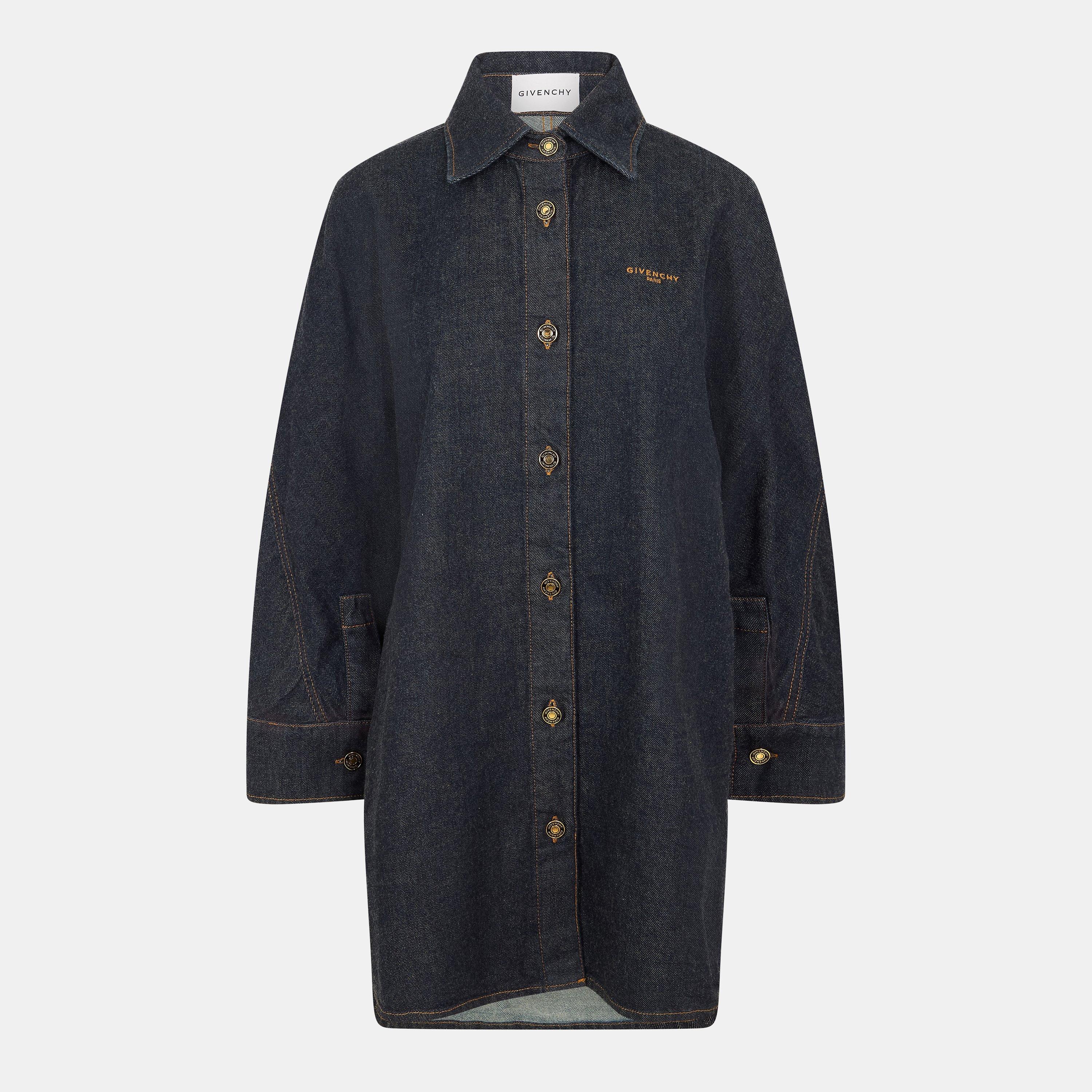 Givenchy Denim Cotton Long Sleeve Dark Blue Overshirt
