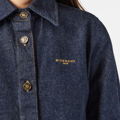 Givenchy Denim Cotton Long Sleeve Dark Blue Overshirt