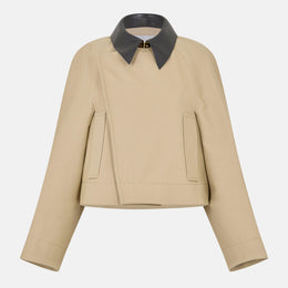 Cropped Peacoat Cotton Long Sleeve Trench Coat