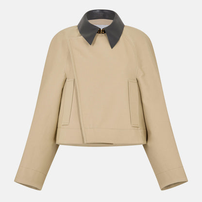 Cropped Peacoat Cotton Long Sleeve Trench Coat