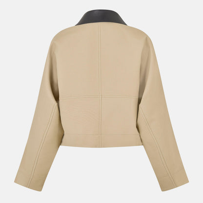 Cropped Peacoat Cotton Long Sleeve Trench Coat