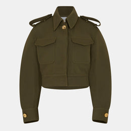 Cocoon Utility Cotton Cropped Long Sleeve Hybrid Jacket