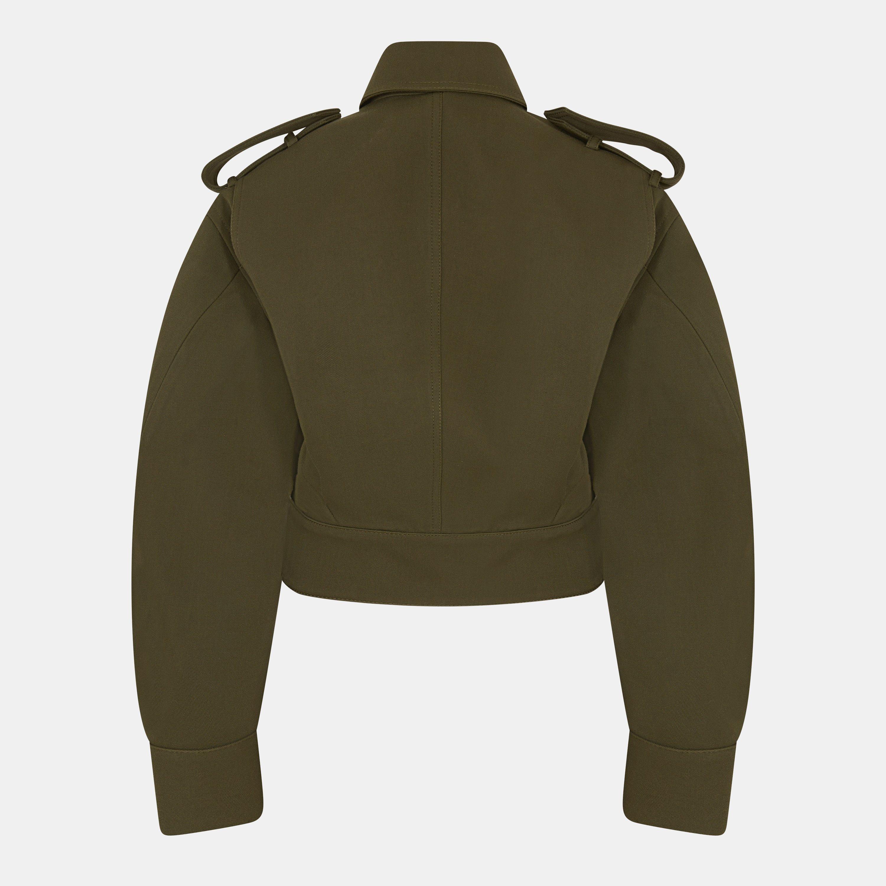 Cocoon Utility Cotton Cropped Long Sleeve Hybrid Jacket