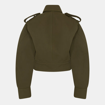 Cocoon Utility Cotton Cropped Long Sleeve Hybrid Jacket