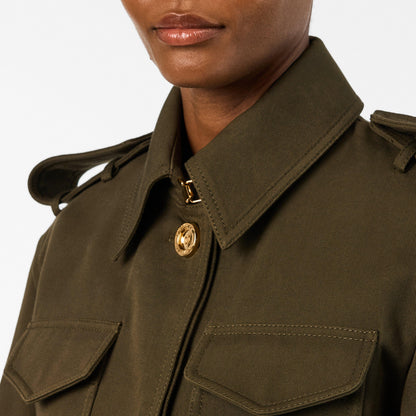 Cocoon Utility Cotton Cropped Long Sleeve Hybrid Jacket