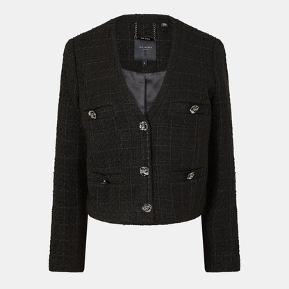 Rose Button Cropped Hybrid Jacket