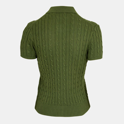 Cable Button Up Short Sleeve Shirt