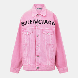 Printed Logo Cotton Long Sleeve Denim Jacket
