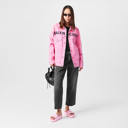 Printed Logo Cotton Long Sleeve Denim Jacket