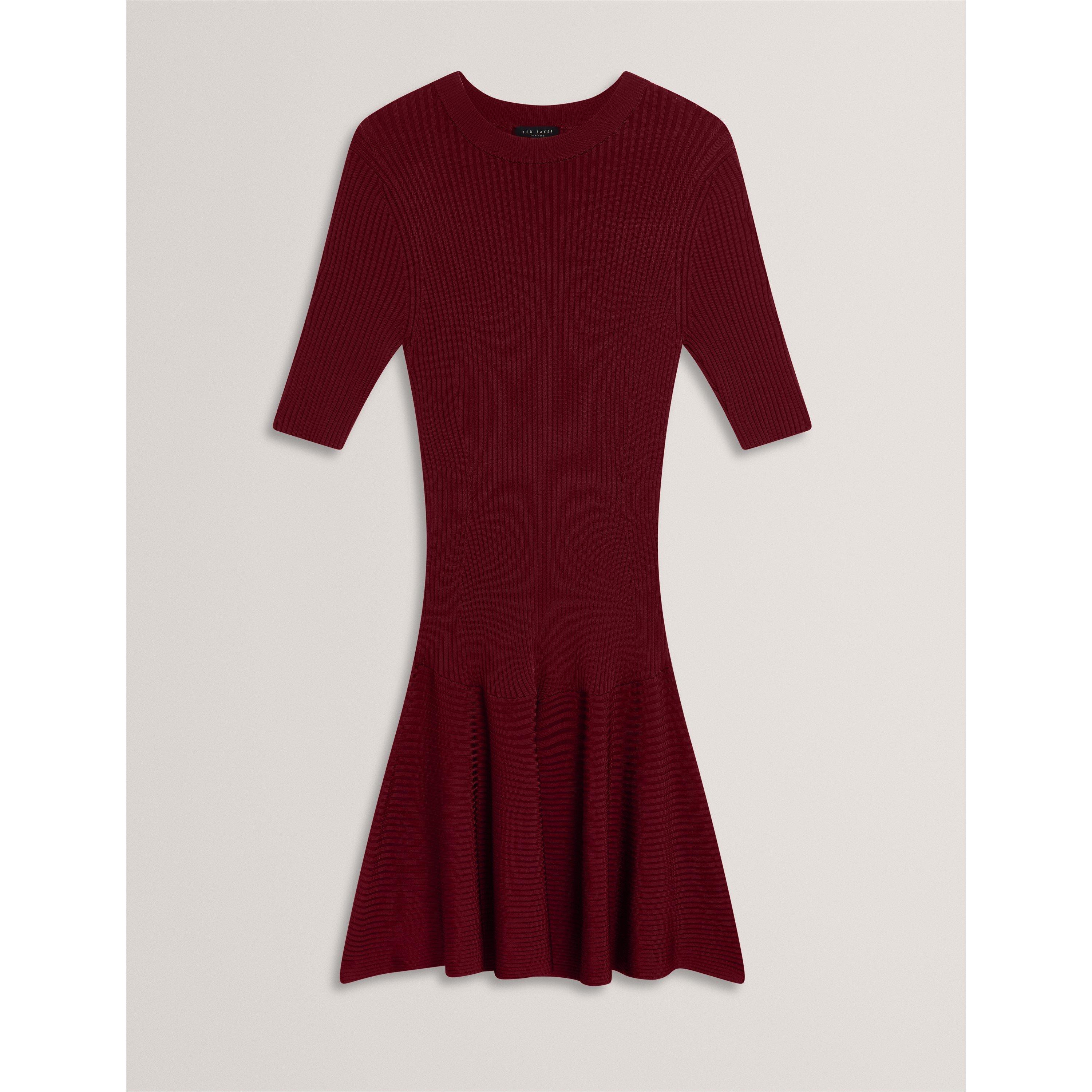 Short-Sleeve Knitted Jumper Dress