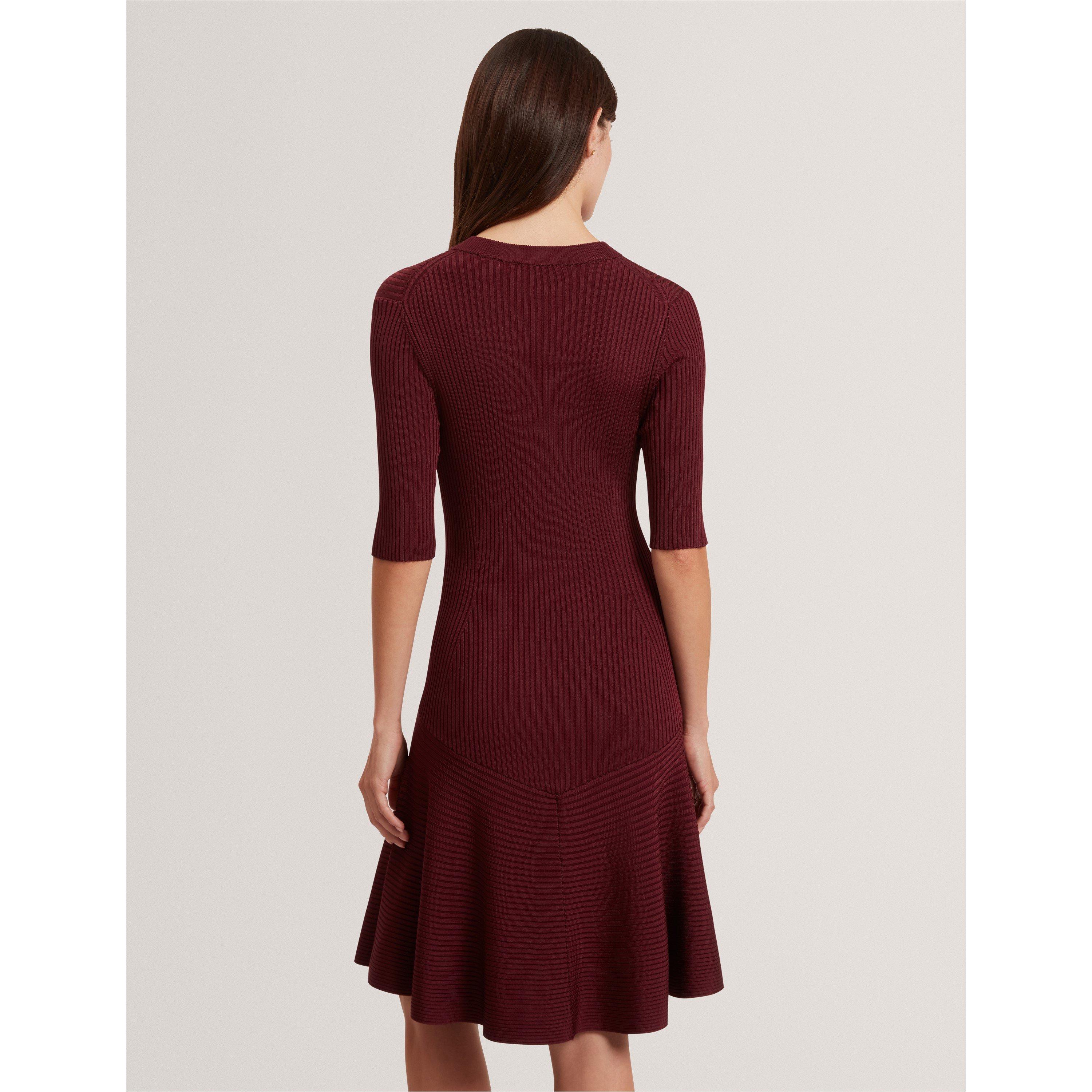 Short-Sleeve Knitted Jumper Dress
