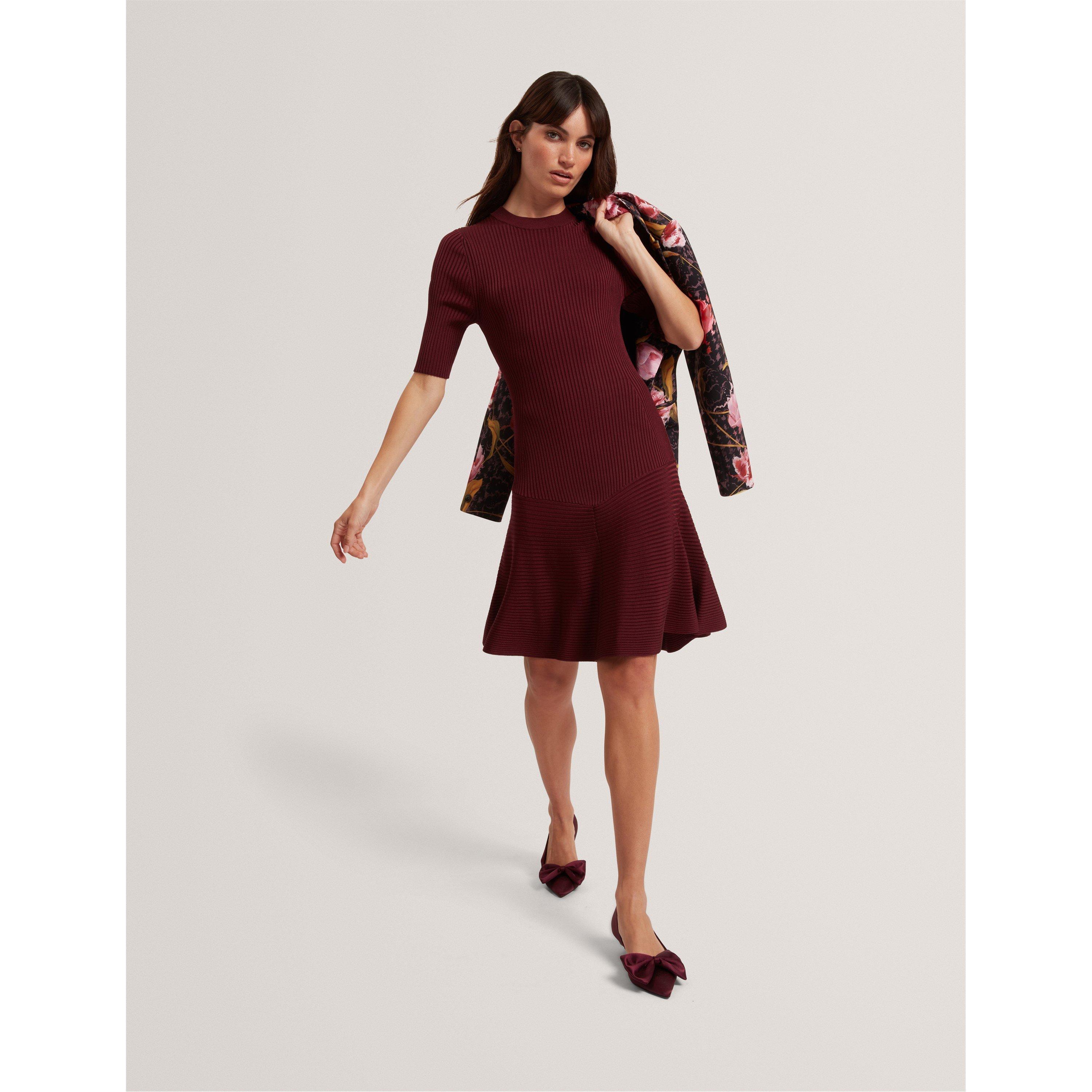 Short-Sleeve Knitted Jumper Dress