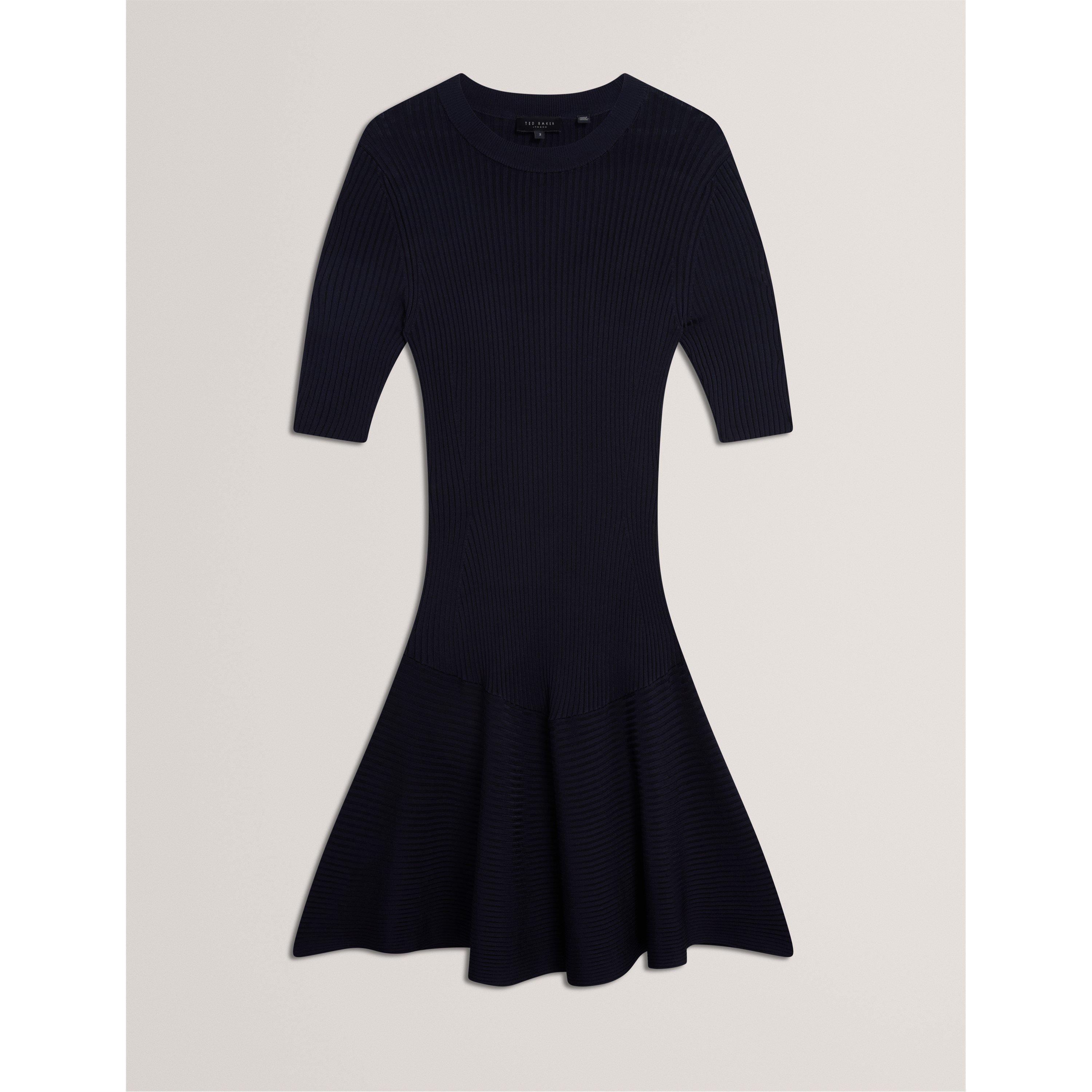 Short-Sleeve Knitted Jumper Dress