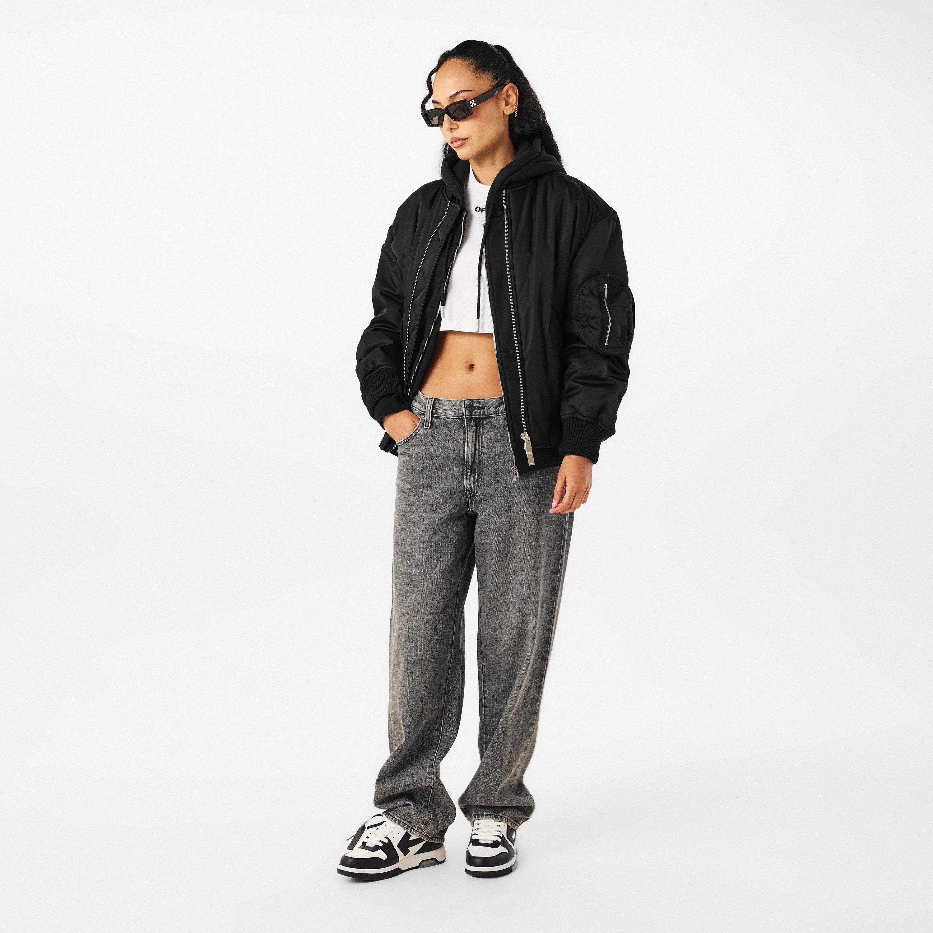 Patterned Relaxed Fit Bomber Jacket