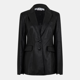 Lapel Blazer Structured Leather Jacket