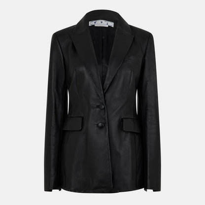 Lapel Blazer Structured Leather Jacket