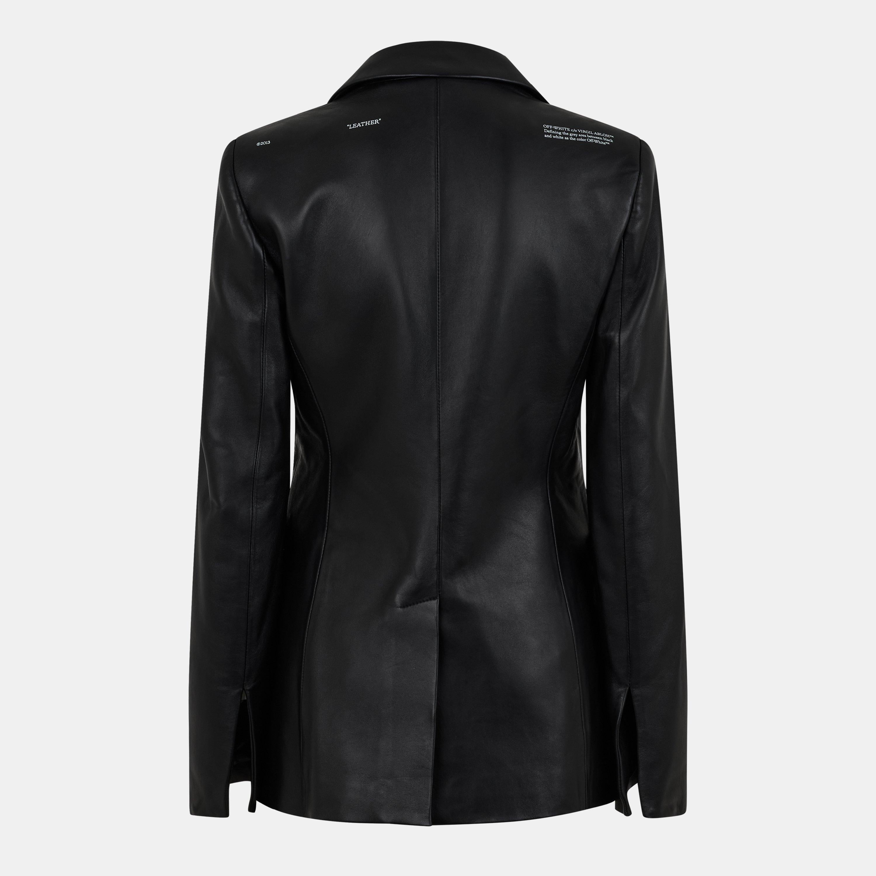 Lapel Blazer Structured Leather Jacket