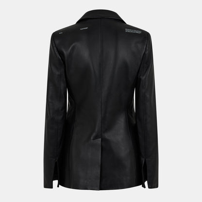 Lapel Blazer Structured Leather Jacket
