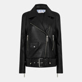 Women's Oversized Biker Jacket with Belted Hem