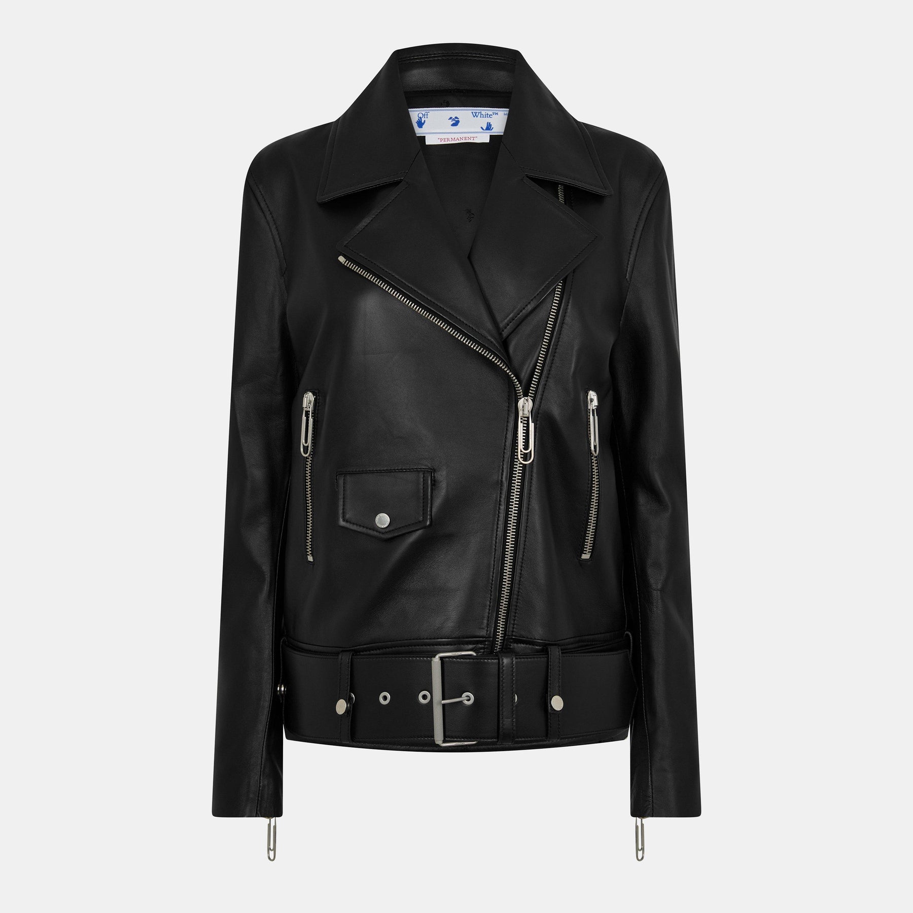 Women's Oversized Biker Jacket with Belted Hem
