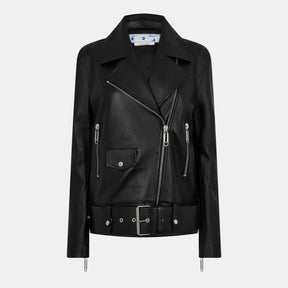 Women's Oversized Biker Jacket with Belted Hem