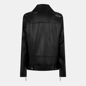 Women's Oversized Biker Jacket with Belted Hem