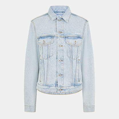 Diagonal Cotton Long Sleeve Denim Jacket