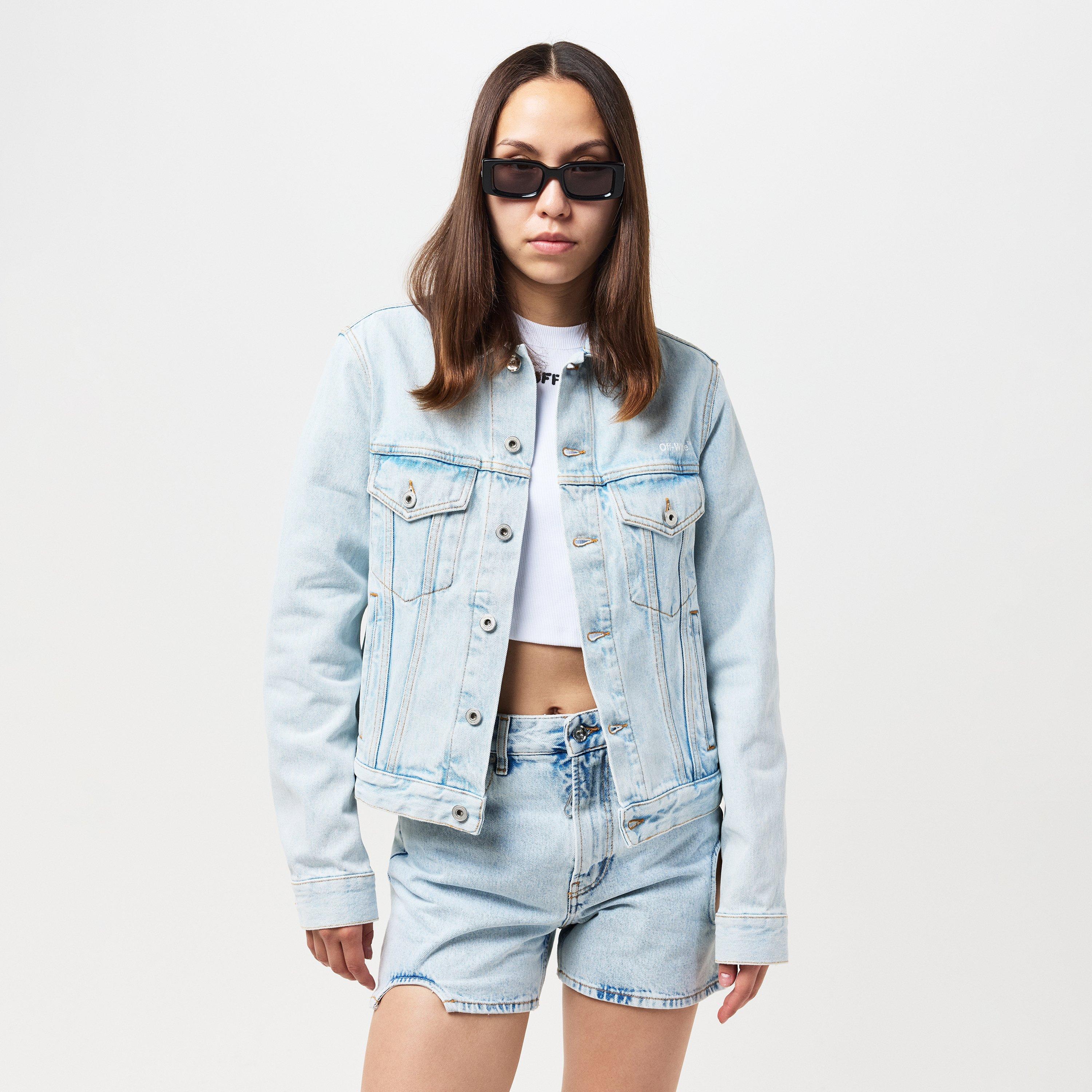 Diagonal Cotton Long Sleeve Denim Jacket