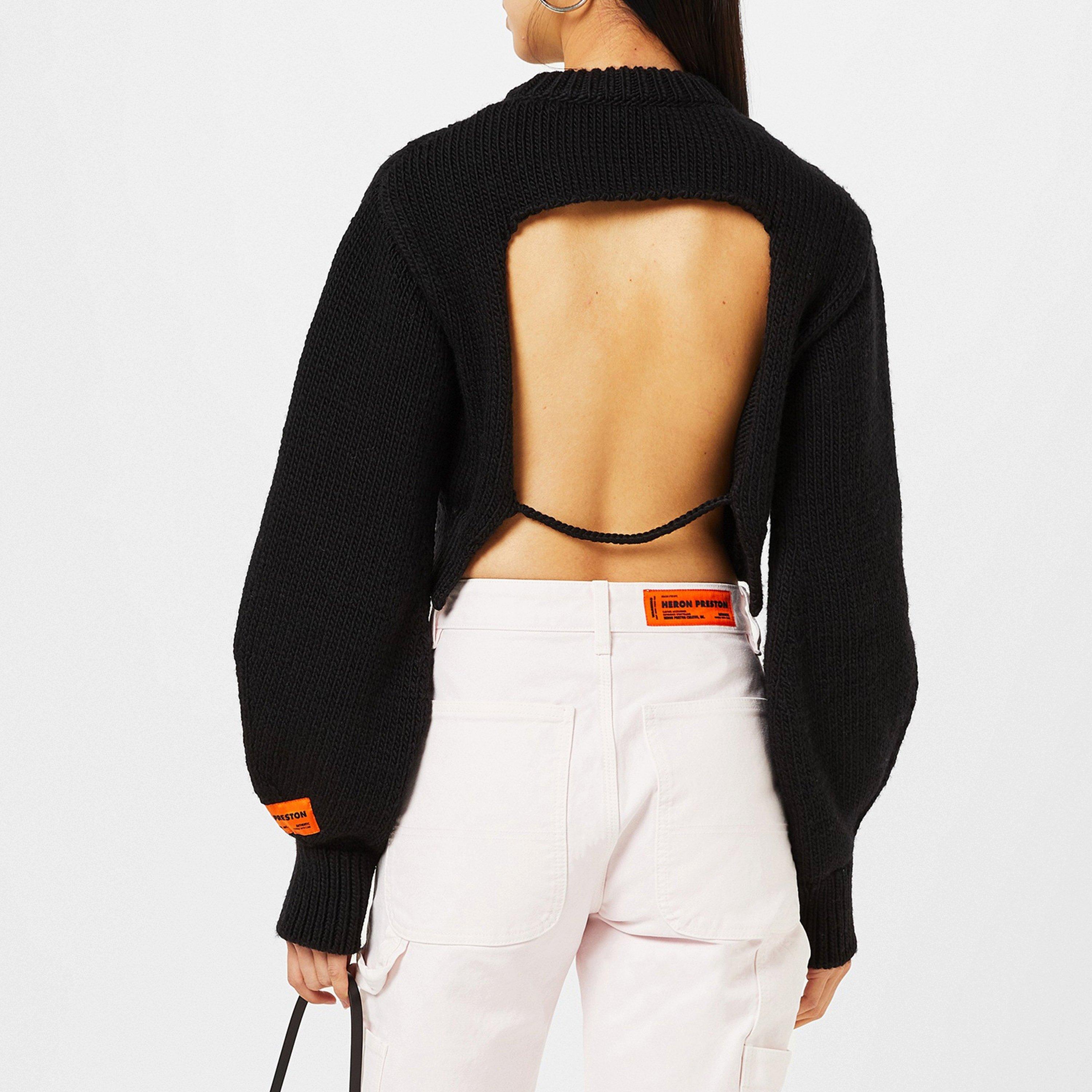 Backless Cut Out Crewneck Sweater