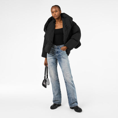 W-Iley-T1 Hooded Long Sleeve Short Puffer Jacket